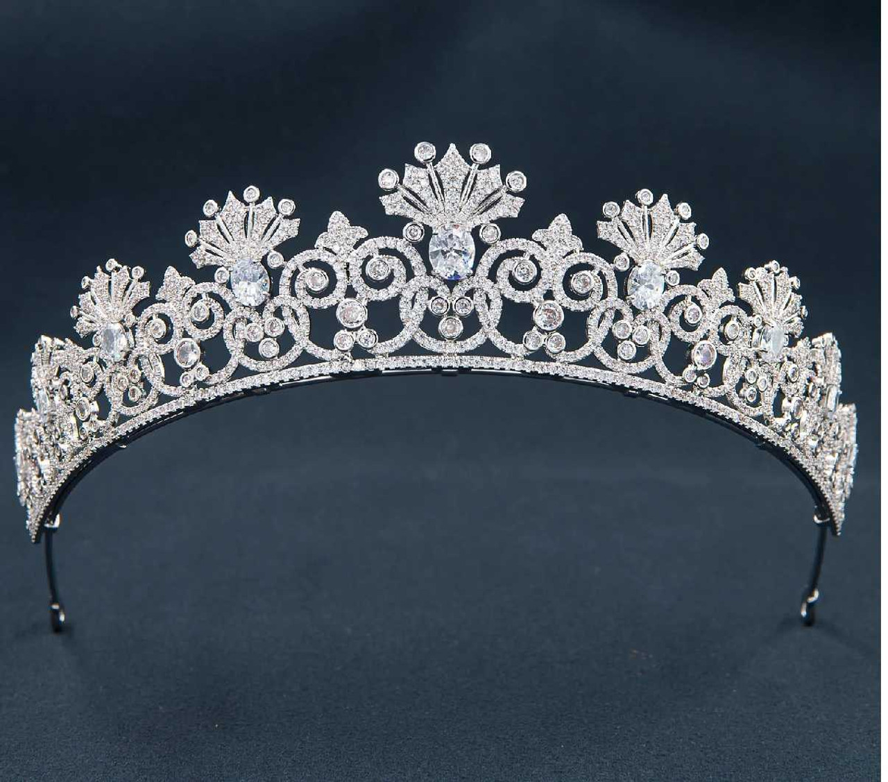 CZ Platinum Silver Plated Royal Wedding Tiara Crown
