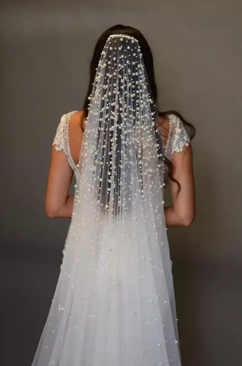 Extra Wide Rhinestone Scatter Cathedral Wedding Veil