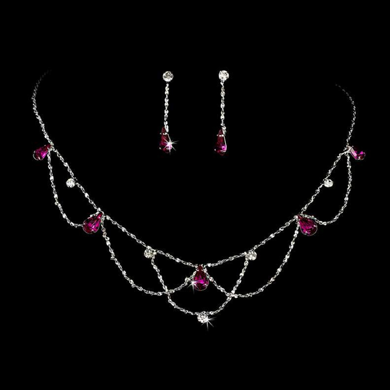 アクセサリー Pierce IIII / SMOKY PINK Pink Crystal Teardrop Crystal Wedding or Prom Jewelry Set