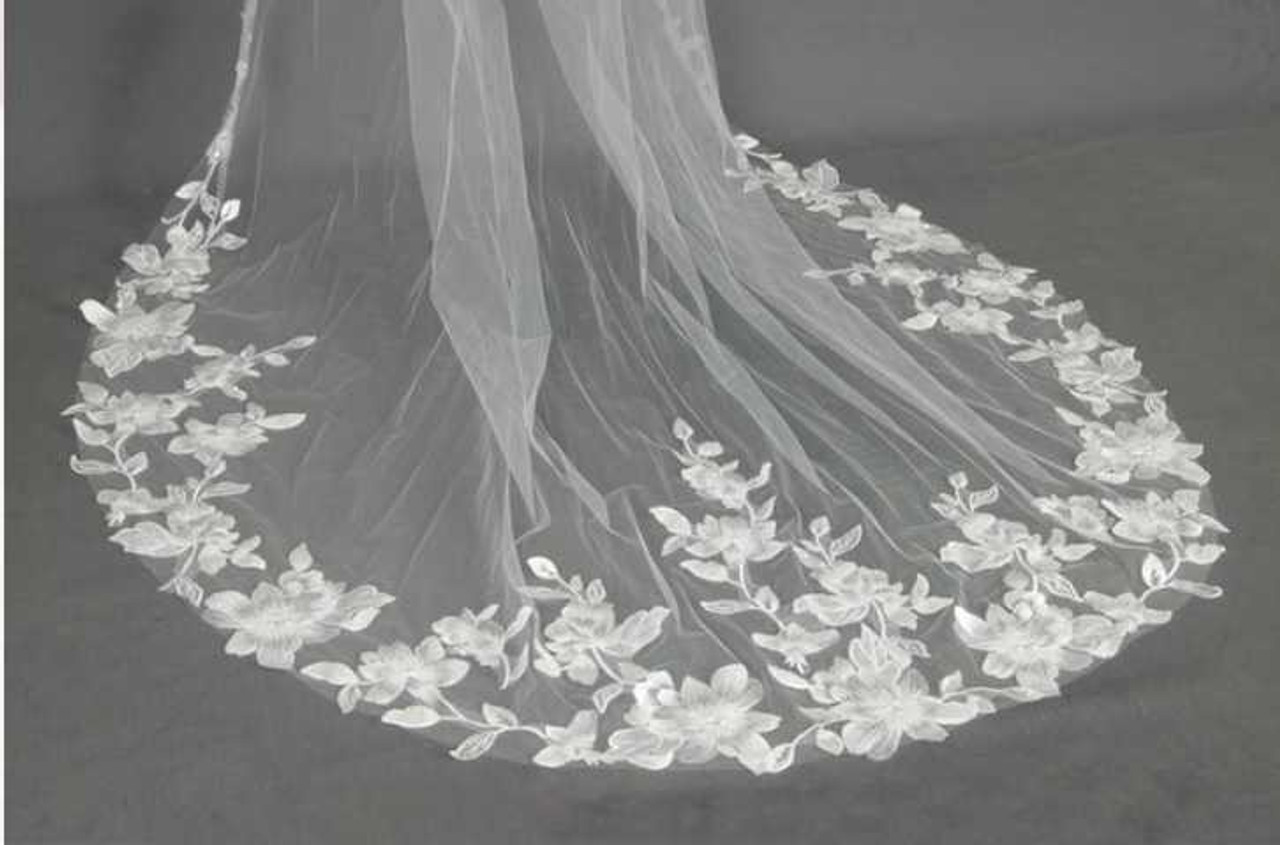Royal Cathedral Crystal Beaded Wedding Veil V3105R