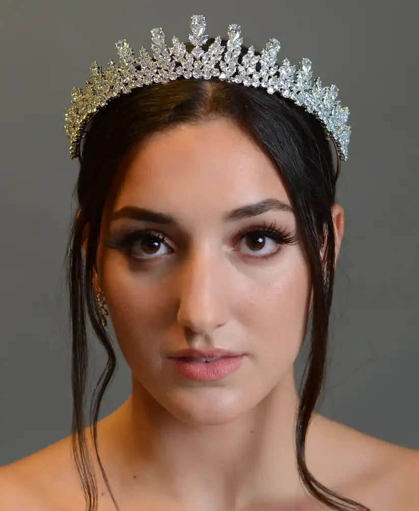 Regal CZ Wedding and Quinceanera Tiara Crown E334