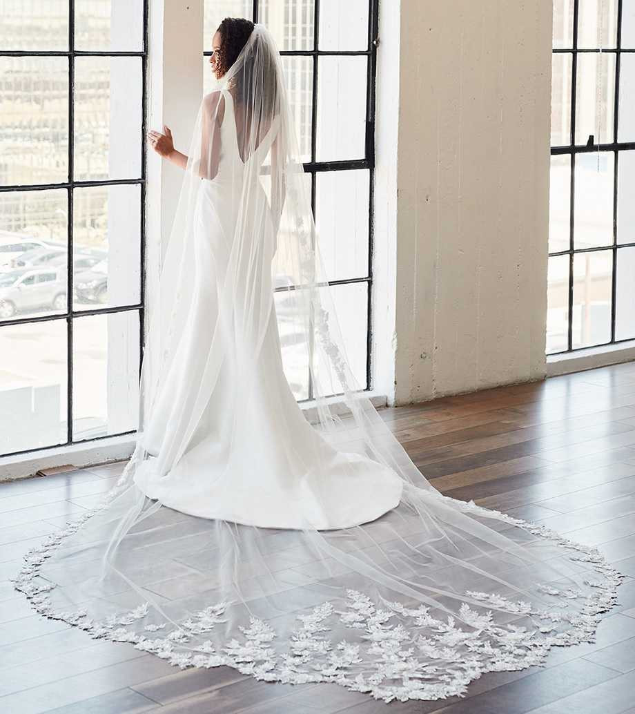 Glitter Regal Cathedral Wedding Veil Lace Envogue V2396RC-G