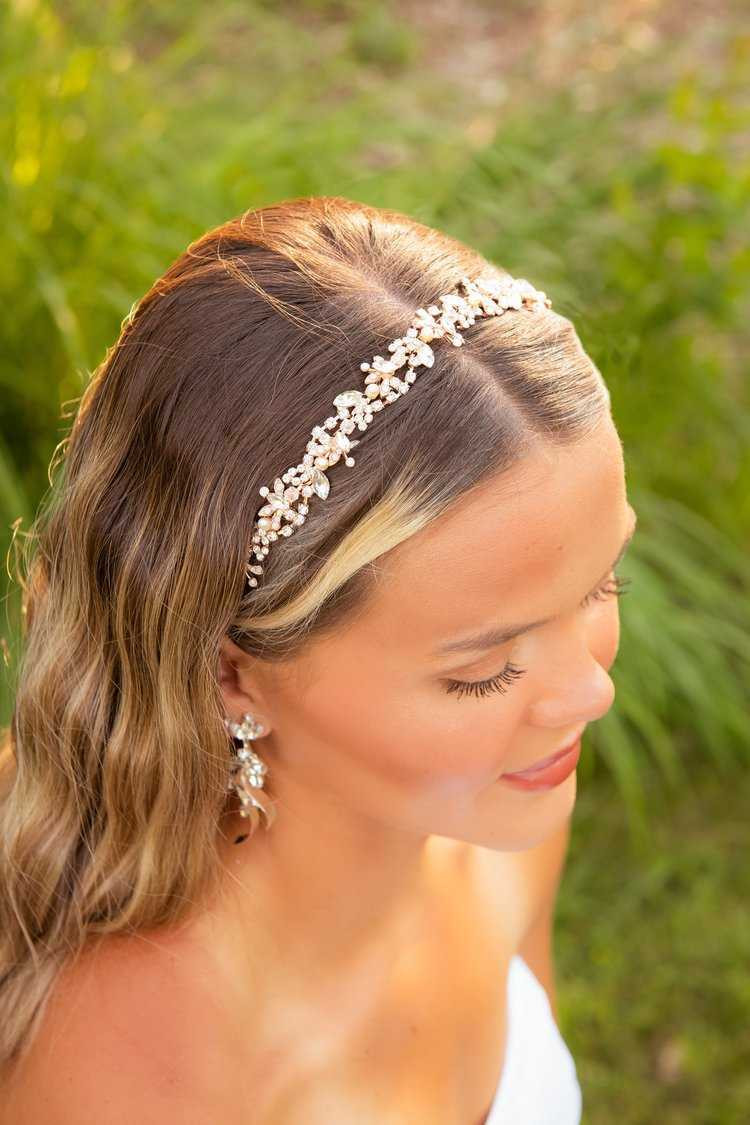 rose gold and pearl headpiece