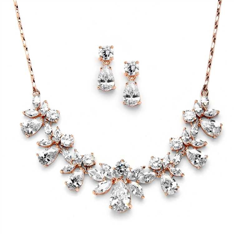 Rose Gold Plated CZ Bridal Jewelry Set 578SRG