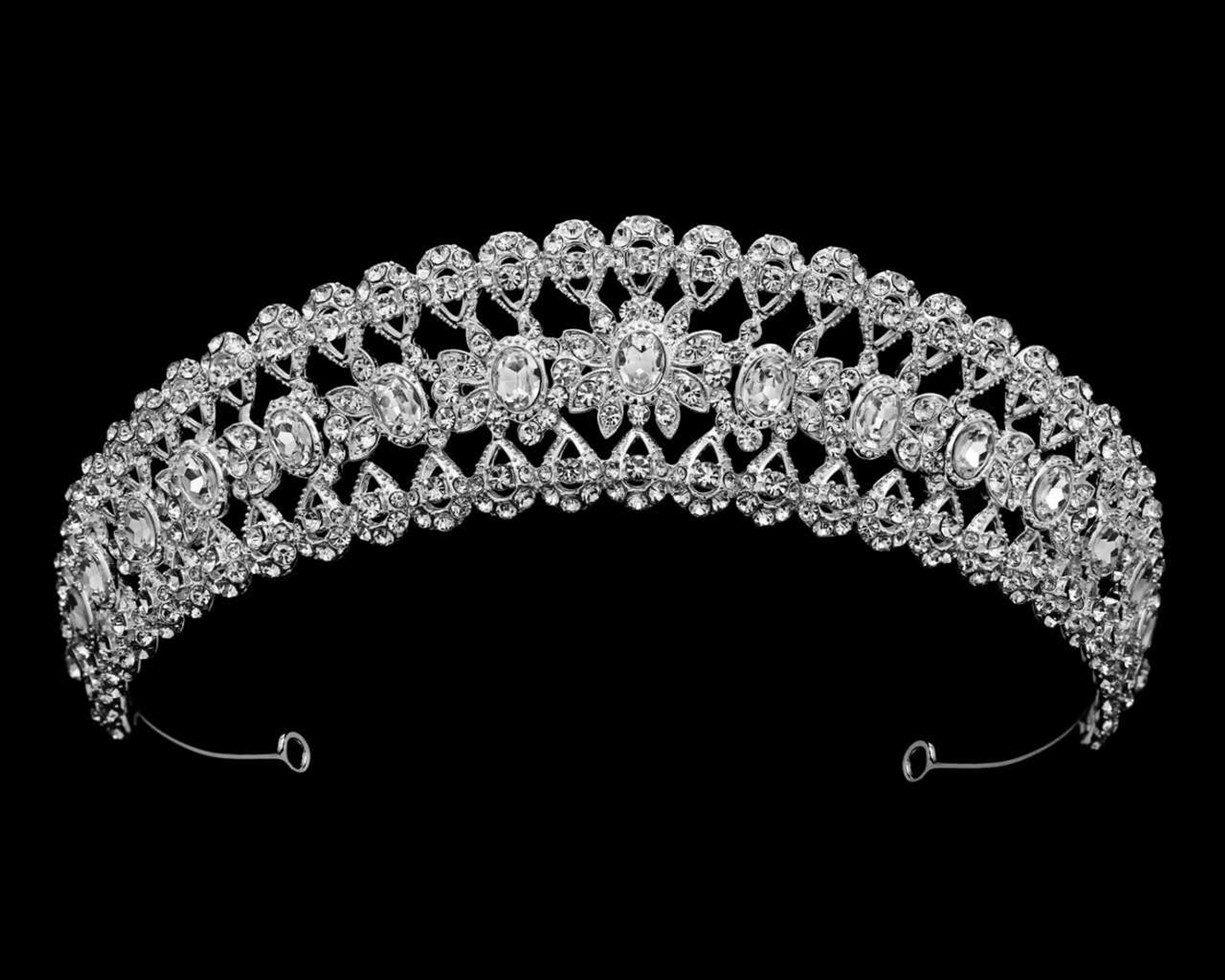 Wedding and Quinceanera Tiara with Oval Crystals