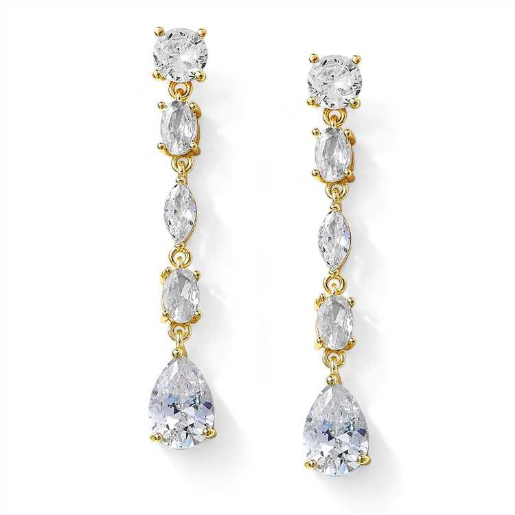 Morgan CZ Link Earrings, Gold main image 1