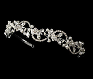 Crystal and Pearl Floral Tiara Bridal Headband Crystal and Pearl Floral Tiara Bridal Headband