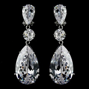 Bold Cubic Zirconia Drop Pierced or Clip On Bridal Earrings Bold Cubic Zirconia Drop Pierced or Clip On Bridal Earrings