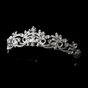 Dazzling Marquise Rhinestone Silver Swirl Bridal Tiara Dazzling Marquise Rhinestone Silver Swirl Bridal Tiara
