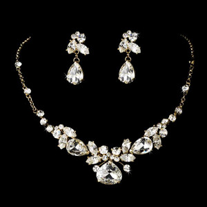 Gold Plated Crystal Bridal Jewelry Set Gold Plated Crystal Bridal Jewelry Set