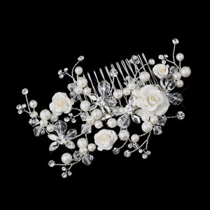 Ivory Rose, Pearl and Crystal Wedding Hair Comb Ivory Rose, Pearl and Crystal Wedding Hair Comb