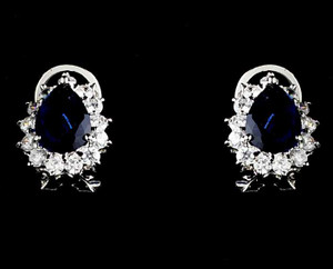 Navy Blue Rhinestone Stud Wedding and Formal Earrings Navy Blue Rhinestone Stud Wedding and Formal Earrings