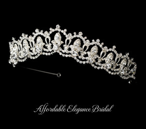 Majestic Silver Plated Rhinestone Wedding Tiara Majestic Silver Plated Rhinestone Wedding Tiara