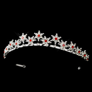 Red Rhinestone Snowflake Winter Wedding Tiara Red Rhinestone Snowflake Winter Wedding Tiara