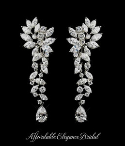 Glamorous Cubic Zirconia Wedding Earrings Clip On or Pierced Glamorous Cubic Zirconia Wedding Earrings Clip On or Pierced