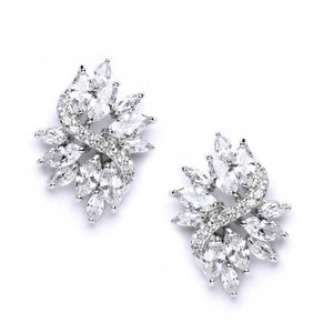 Marquis CZ Cluster Wedding Stud Earrings Marquis CZ Cluster Wedding Stud Earrings