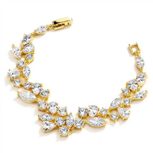 Mosaic CZ Wedding Bracelet in 14K Gold Plate Petite Size Mosaic CZ Wedding Bracelet in 14K Gold Plate Petite Size