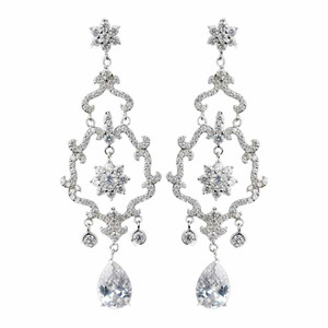 CZ Teardrop Chandelier Wedding Earrings CZ Teardrop Chandelier Wedding Earrings