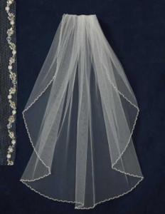 Beaded Pearl Wedding Veil JL Johnson Bridal C383 Beaded Pearl Wedding Veil JL Johnson Bridal C383
