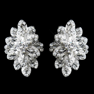 Sparkling Antique Silver Plated Rhinestone Clip On Wedding Earrings Sparkling Antique Silver Plated Rhinestone Clip On Wedding Earrings