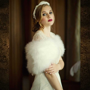 Vintage Inspired Ivory Ostrich Feather Bridal Shrug Wrap