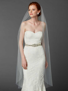 Cut Edge Semi Waltz or Walking Length Wedding Veil Cut Edge Semi Waltz or Walking Length Wedding Veil
