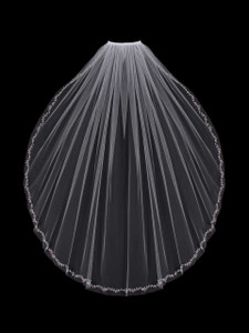Fingertip Wedding Veil With Pearl Vine Design envogue V803SW Fingertip Wedding Veil With Pearl Vine Design envogue V803SW