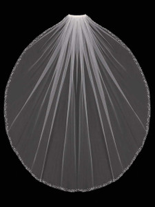 Pearl and Crystal Beaded Fingertip Wedding Veil Envogue V1693SF Pearl and Crystal Beaded Fingertip Wedding Veil Envogue V1693SF