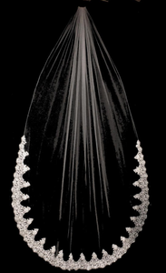 Elegant Beaded French Lace Edge Cathedral Wedding Veil Elegant Beaded French Lace Edge Cathedral Wedding Veil