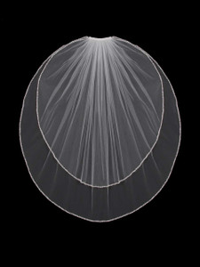 Two Layer Beaded Pearl Fingertip Wedding Veil enVogue V802W Two Layer Beaded Pearl Fingertip Wedding Veil enVogue V802W