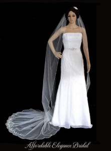 Beaded Scalloped Edge Cathedral Length Wedding Veil Beaded Scalloped Edge Cathedral Length Wedding Veil