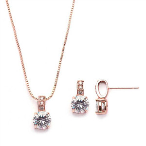 3 Sets Delicate Rose Gold CZ Bridesmaid Jewelry 3 Sets Delicate Rose Gold CZ Bridesmaid Jewelry