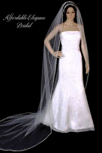 120" Long Sparkling Beaded Pearl Royal Cathedral Wedding Veil 120" Long Sparkling Beaded Pearl Royal Cathedral Wedding Veil