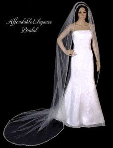 Cathedral Length Beaded Pearl and Sequin Wedding Veil Cathedral Length Beaded Pearl and Sequin Wedding Veil