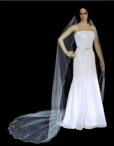 Scallop Beaded Edge Cathedral Wedding Veil V3044C Scallop Beaded Edge Cathedral Wedding Veil V3044C