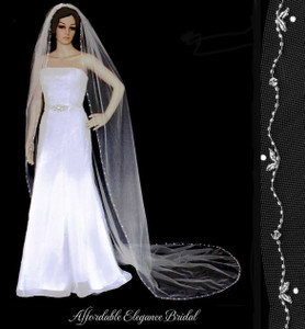 Crystal and Rhinestone Beaded Vine Cathedral Wedding Veil