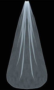 Cathedral Wedding Veil Silver Triple Bugle Bead Edge Cathedral Wedding Veil Silver Triple Bugle Bead Edge