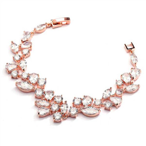 Mosaic CZ Wedding Bracelet in 14K Rose Gold Petite Size Mosaic CZ Wedding Bracelet in 14K Rose Gold Petite Size