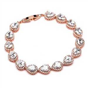 Exquisite Rose Gold Plated CZ Framed Pears Wedding Bracelet Exquisite Rose Gold Plated CZ Framed Pears Wedding Bracelet