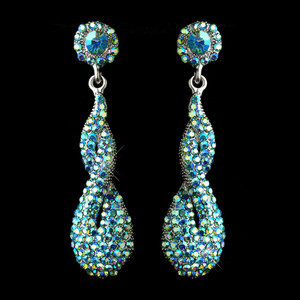 2 1/2" Long Turquoise AB Crystal Prom and Wedding Earrings 2 1/2" Long Turquoise AB Crystal Prom and Wedding Earrings
