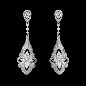 Sterling Silver Vintage Inspired CZ Wedding Earrings Sterling Silver Vintage Inspired CZ Wedding Earrings