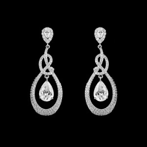 Sterling Silver Teardrop CZ Wedding Earrings Sterling Silver Teardrop CZ Wedding Earrings
