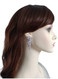 Marquise CZ Cluster Wedding Drop Earrings