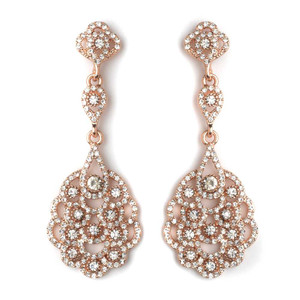 Rose Gold Vintage 1920's Inspired Wedding Earrings Rose Gold Vintage 1920's Inspired Wedding Earrings