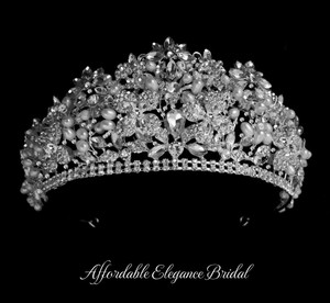 3" Tall Pearl and Rhinestone Quinceanera and Wedding Tiara Crown 3" Tall Pearl and Rhinestone Quinceanera and Wedding Tiara Crown