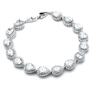Exquisite Silver Plated 5A CZ Framed Pears Wedding Bracelet Exquisite Silver Plated 5A CZ Framed Pears Wedding Bracelet