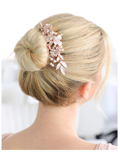 Hand Painted Rose Gold Leaf Crystal Bridal Comb Hand Painted Rose Gold Leaf Crystal Bridal Comb