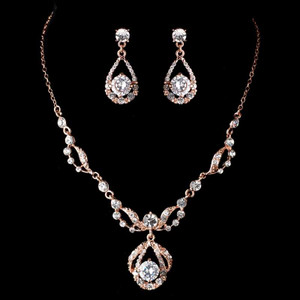 Rose Gold Plated Rhinestone Wedding Jewelry Set Rose Gold Plated Rhinestone Wedding Jewelry Set