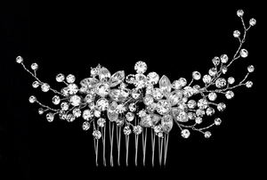 Marquise Rhinestone Flower Bridal Comb in Silver or Rose Gold Marquise Rhinestone Flower Bridal Comb in Silver or Rose Gold