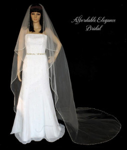 Angel Cut Beaded Crystal and Rhinestone Cathedral Wedding Veil Angel Cut Beaded Crystal and Rhinestone Cathedral Wedding Veil